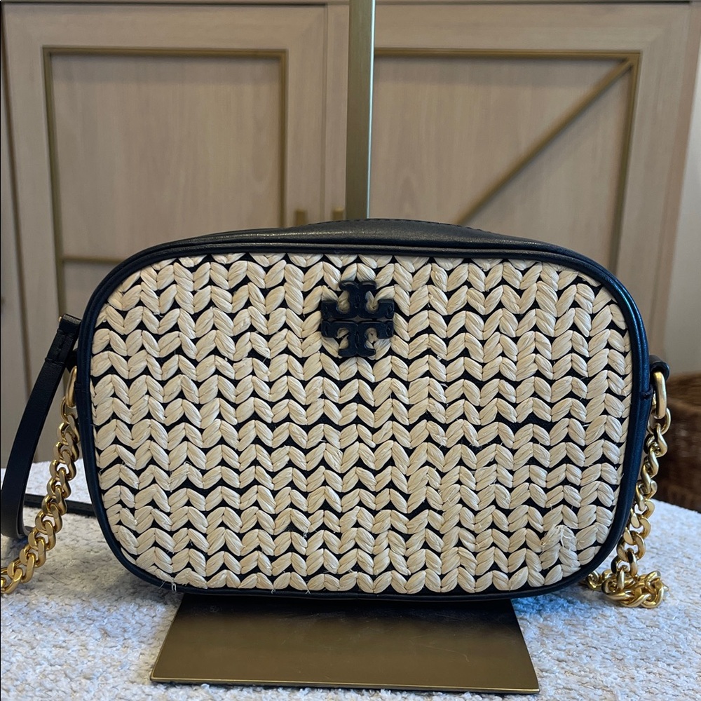 Tory Burch McGraw Raffia Camera Bag Crossbody Camera Bag
